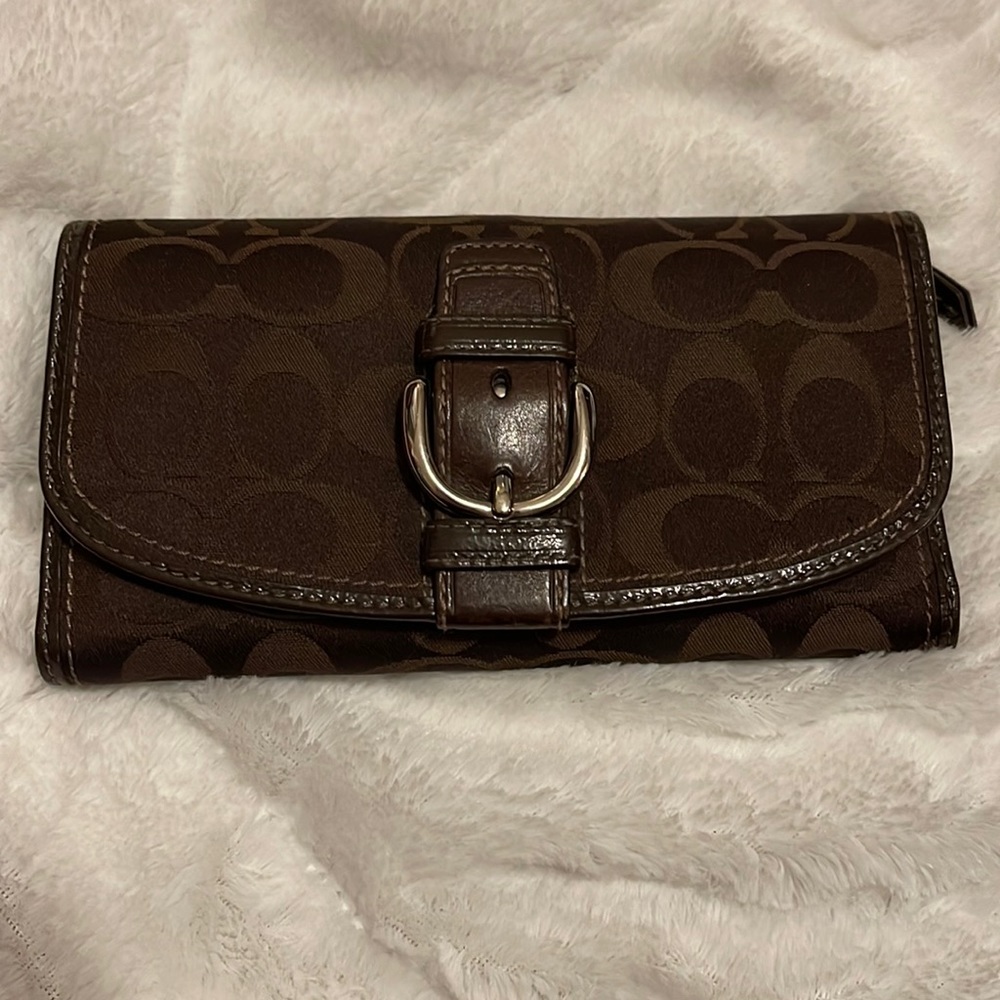 Brown and pink coach wallet